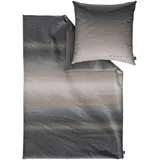 Bugatti Bettwäsche 135 x 200 cm - 100% Baumwolle, Reißverschluss, anschmiegsam, weich & waschbar, Mako Satinbettwäsche gestreift grau beige