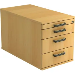 Hammerbacher Rollcontainer 80cm 3 Schub Schloss Streifengriff Buche