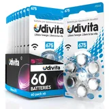 60 Hörgerätebatterien Udivita Größe 675 PR44 mit Phono-Pulse-Technologie Lang Anhaltende - 10 Blisterpackungen mit je 6 Batterien