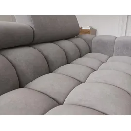 moeblo Polsterecke, Eckcouch Wohnlandschaft Sofa mit Ottomane Eckgarnitur - Ecksofa Neviro R - Grau (Aura 04) - Grau