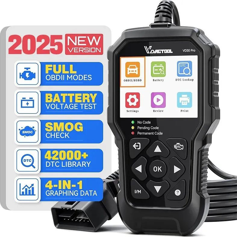 VDIAGTOOL VD30 Pro OBD2-Diagnosegerät, Kfz-Diagnosegerät für alle Fahrzeuge, EOBD-Motorenlleser mit Reset, universeller OBD-Scanner-Adapter, Fehlerleser für alle OBD-II-Fahrzeuge
