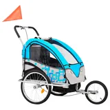 vidaXL 2-in-1 Fahrradanhänger und Kinderwagen Blau und Grau