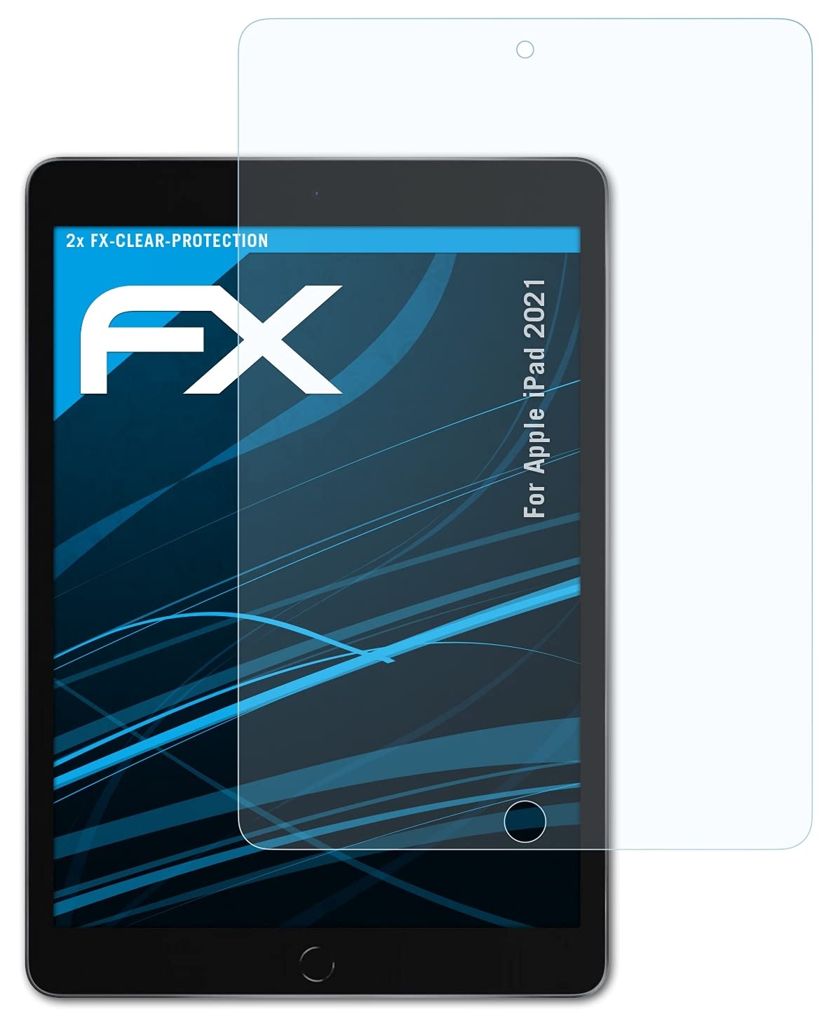 atFoliX Schutzfolie kompatibel mit Apple iPad 2021 Folie, ultraklare FX Displayschutzfolie (2X)