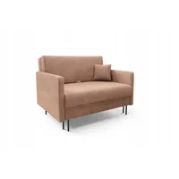 LIKMA Hellrosa 2-Sitzer-Sofa Ausklappbar Mara 128x98x107 cm 2 Sitzer Sofa mit Hohe Schwarz Beine 16 cm und Schlaffunktion 110x188cm Schlafsofa Klappbett mit Stauraum und Kissen