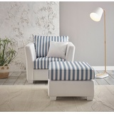 Home Affaire »CALIFORNIA«, Sitzmöbel-Sets Gr. B/H/T: 95 cm x 88 cm x 161 cm, Flachgewebe, beige (hellbeige, blau gestreift) Polstersessel Lesesessel Sessel mit Hocker 65x65