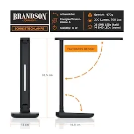 Brandson Schreibtischlampe Schwarz