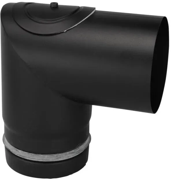 Bertrams Pelletino Bogen 10SB90RV-100S 90°, mit Reinigungsöffnung, 100 x 0,6 mm, schwarz