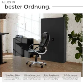 Tectake tectake® Aktenschrank aus pulverbeschichtetem Stahl, 3 höhenverstellbare Einlegeböden, 140 x 90 x 40 cm