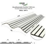 Hexim Wanddekoobjekt APF11 (Akustikpaneele 118x60cm Holz Comfort - flexible Holzpaneele Platten Lamellenwand MDF Wandpaneele Lamellenverkleidung Wandverkleidung schalldämmend 0.71m2 White) weiß