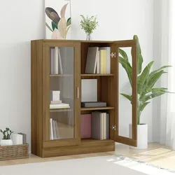 vidaXL Vitrinenschrank Braun Eiche-Optik 82,5x30,5x115cm Holzwerkstoff