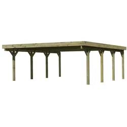 Karibu Carport Doppelcarport Classic Doppel 2 Stahldach o. Rundbögen (Holzcarport)