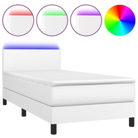 VidaXL Boxspringbett mit Matratze & LED Weiß 100x200 cm