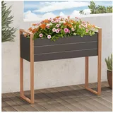 Grand Patio Hochbeet Garten, Wetterfest, Metall Pflanzbeet mit Entwässerungslöcher, Blumenkasten für Outdoor, Balkon (100X38X91CM)