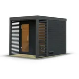 Karibu Saunahaus Ares 2 - Hybridhaus mit Metallrahmen - 38 mm anthrazit Blech-Ausführung: anthrazit Ohne Ofen