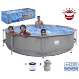 Happy People Stahlrahmenpool-Set 360 x 76 cm inkl. Filterpumpe