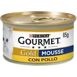 Purina Gourmet Gold, Katzennahrung, Mousse mit Huhn, Packung mit 24 Dosen mit jeweils 85 g