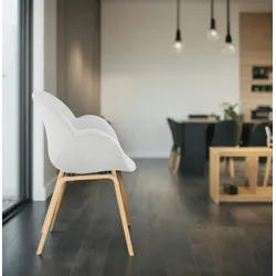 Kadima Design Esszimmerstuhl für Empfangsbereich  59x59x88 cm Stoffbezug Hellgrau/Naturholz  Skandinavisches Design  Gewerbe  Zilano Kollektion