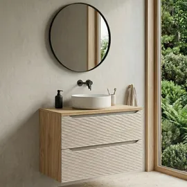 Badplaats Waschbeckenunterschrank Ocean 2 Schubladen 80 x 59 cm Beige