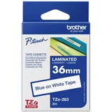 Brother TZe-263 blau auf weiß (3,6 cm x 8 m)