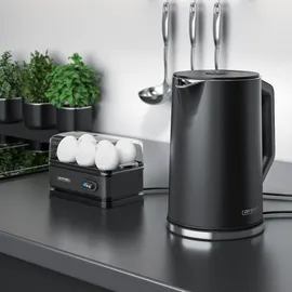Arendo Frühstücks-Set Edelstahl Wasserkocher 1,5 l Schwarz