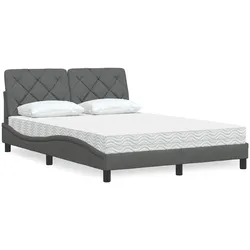 Bett mit Matratze – Dunkelgrau, 140x200 cm, Stoff – Stilvoller Komfort für erholsamen Schlaf