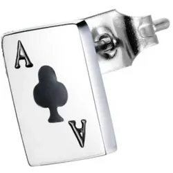 Single-Ohrstecker »Schmuck Geschenk Ohrschmuck einzeln Poker«, 95209803-0 edelstahlfarben-schwarz