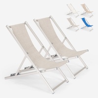 2er Set Strandliegen Liegestühle Sonnenliegen aus Aluminum Riccione Gold