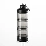Zambuph Proteinpulver Schichttrichter, Pulverbehälter, tragbare Box und klein, für die Aufbewahrung von Lebensmitteln in der Küche, PC Qualität, für Reisen im Fitnessstudio, Transparentes Schwarz