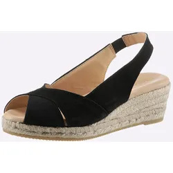 Sandalette HEINE, Damen, Gr. 40, schwarz, Leder, Veloursleder, modisch, Schuhe