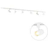 QAZQA Modernes Schienensystem Mit 6 Weißen Strahlern 1-phasig 200cm - Iconic Jeana