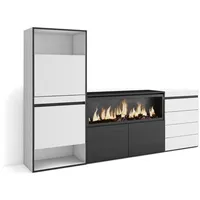 SKRAUT HOME Schuhschrank, Raumsparschrank, 224x35x145 cm, Schlafzimmer, XXL-Elektrokamin, Schubladen,