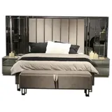 Xlmoebel Schlafzimmer-Set Design Schlafzimmerset Bett, 2 Nachttische, Luxusbank Möbel, (4-tlg., Bank / Bett / 2x Nachttische), Hergestellt in Europa beige