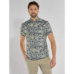 engbers Herren Kurzarm-Hemd slim fit gelb gemustert Button Down - S