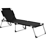 vidaXL Extra Hohe Senioren Sonnenliege Klappbar Liege Gartenliege Klappliege Relaxliege Strandliege Freizeitliege Campingbett Schwarz Aluminium