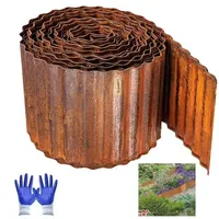 12M Rasenkante aus Cortenstahl, Beeteinfassung aus Metall 15 cm Hoch, Einfache Montage - Robustes Stay-in-Place Design, Rasenkante aus Metall, für GartenBeet, Rasen und Wege inkl. Handschuhe