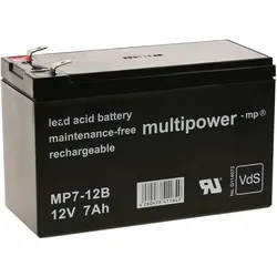 Bleiakku multipower MP7-12B VdS 12V 7Ah ersetzt 7,2Ah