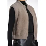 RINO & PELLE "ELONA", Damen, Gr. L (40), grau (taupe), Bouclé, Obermaterial: 59% Polyamid, 26% Polyester, 15% Viskose, unifarben, regular fit taillenbedeckt, Westen, mit Bündchen