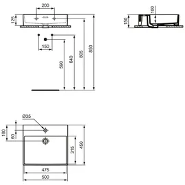 Ideal Standard Extra Handwaschbecken 50 x 45 cm (T372601)