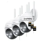 ieGeek Überwachungskamera 5G/2,4GHz Überwachungskamera Aussen 2K 5MP WLAN Kamera Überwachung (Aussen, Außenbereich, Outdoor, außen, 355°/120° PTZ, 24/7 Aufnahme,Nachtsicht in Farbe,Cloud-Speicher, 3-tlg., WiFi PTZ IP Kamera Outdoor Mit Mensch Bewegungsmelder, 2-Wege-Audio,Multi-User-Sharing, Automatische Verfolgung)