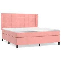 vidaXL Boxspringbett mit Matratze Rosa 160x200 cm Samt