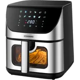 Steinborg Heißluftfritteuse 8 Liter 4 in 1 Sichtfenster Mini Backofen Grillen Backen Dörren Frittieren Heissluftfritteuse Friteuse ohne Öl Air Fryer Heißluftofen Heißluftgrill Fritteuse Dörrautomat