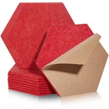 Hexagon Akustikplatten selbstklebend 12 Stück I Schallabsorber Schallschutz mit hoher Dichte für Wand Decken Holz & Tür - Akustikpanel Schallschutzplatten Akustikplatte, 30x26x0.9cm, Rot