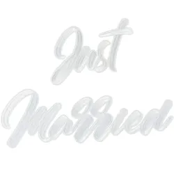 Bügelbild Schriftzug 30x18cm Just Married Bügelsticker Kleidung Hochzeit Bügelflicken Applikationen zum Aufbügeln Aufbügelflicken Aufbügler Groß Weiß