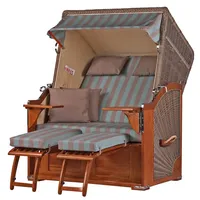 Bene living Strandkorb Komplettset Schaalsee Mahagoni PE grau Modell