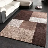 Paco Home Designer Teppich Modern Kariert Kurzflor Teppich Design Meliert In Braun Creme, Grösse:160x230 cm