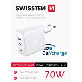 Swissten GaN Travel Charger USB-C / Weiß