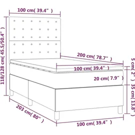 vidaXL Boxspringbett 100 x 200 cm Dunkelgrau