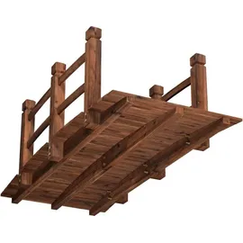 Costway Holzbrücke Gartenbrücke Teichbrücke Zierbrücke mit Geländer 150 x 67 x 55 cm Braun