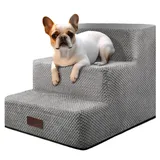 Hundetreppe für kleine Hunde, 3-stufige Hundetreppe für hohe Betten und Couch, rutschfeste Haustiertreppe für kleine Hunde und Katzen, Hundebett Treppe, Grau, 3/4/5 Stufen