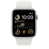 Apple Watch SE 2022 GPS 44 mm Aluminiumgehäuse silber,  Sportarmband weiß